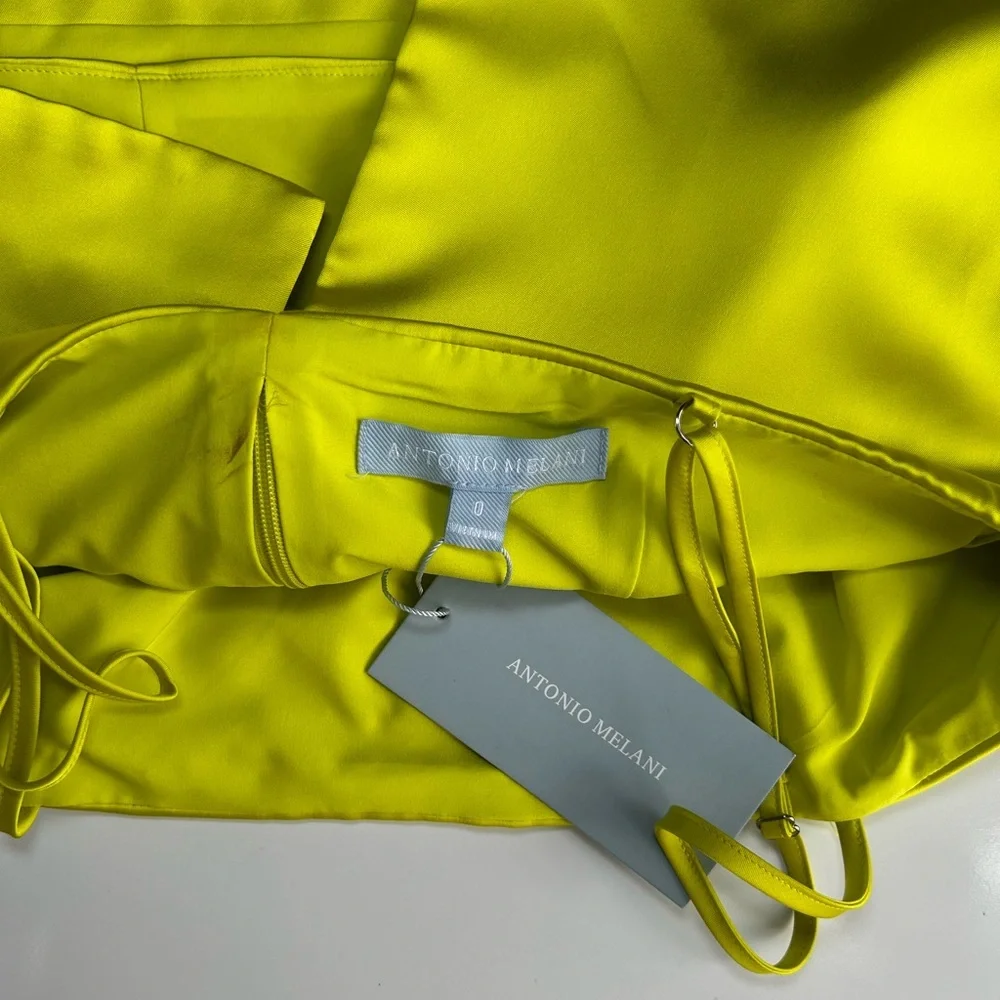 ANTONIO MELANI Neon Yellow Satin Top size 0 (I) - Picture 5 of 8